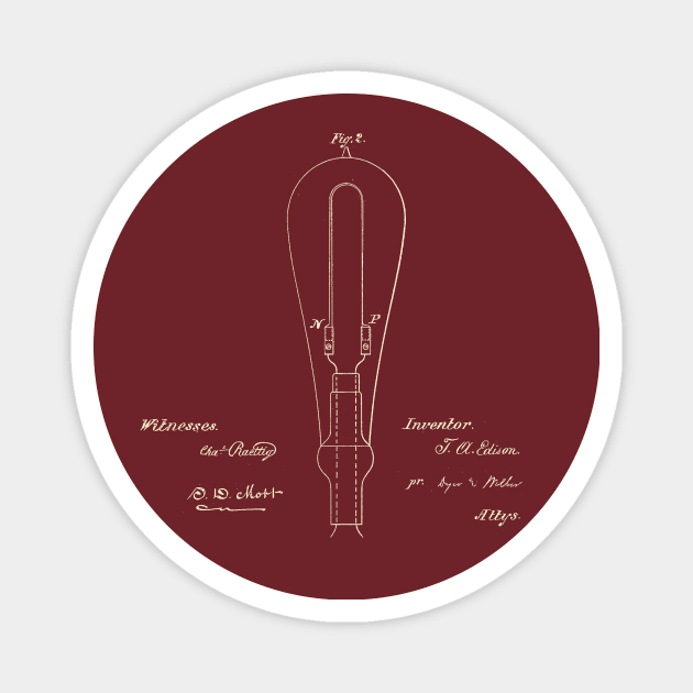 Edison Incandescent Light Bulb Patent Illustration Magnet by terrybain